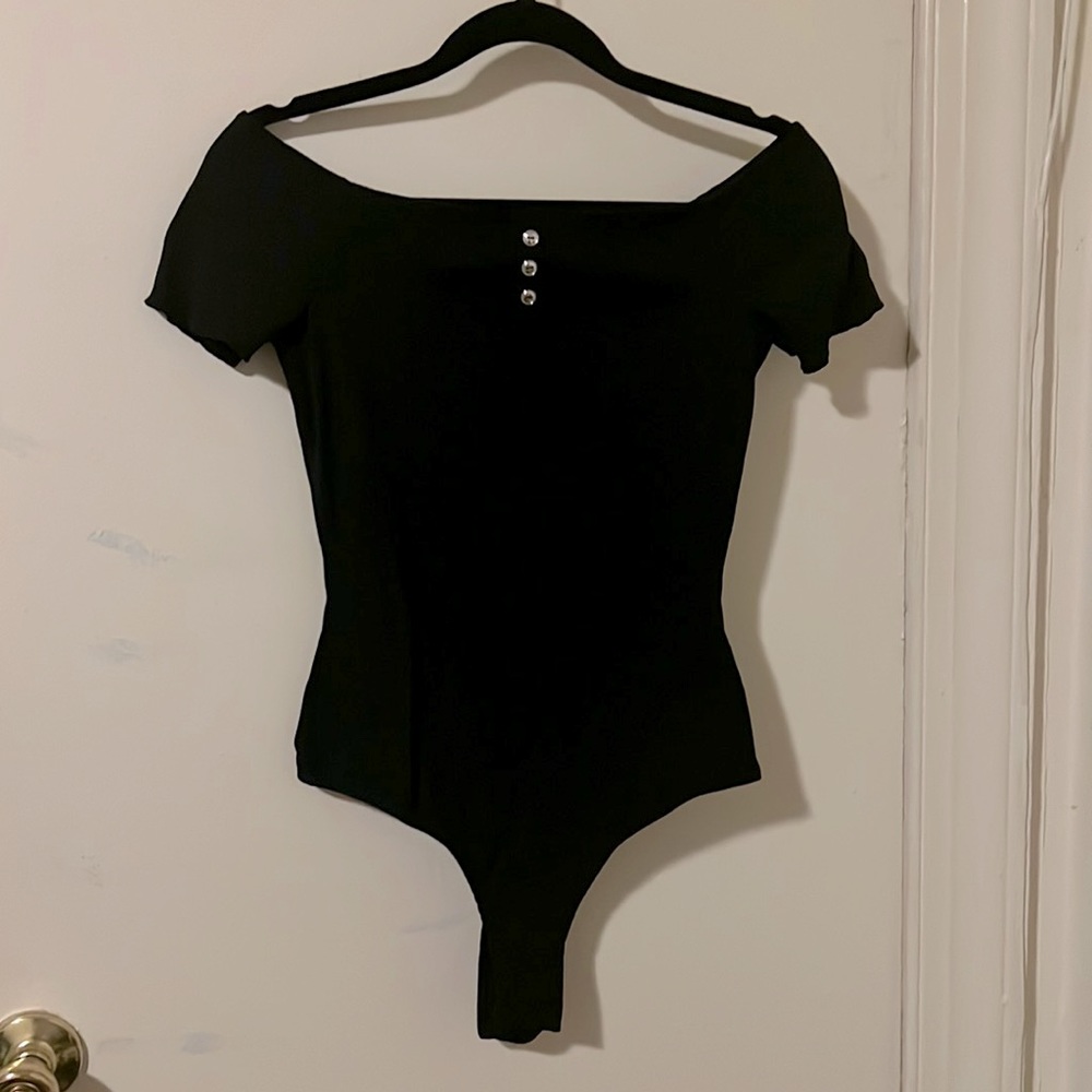 Black over the shoulder bodysuit